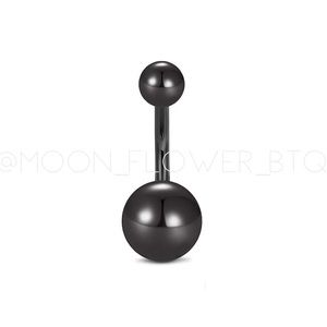 Black Belly Button Ring • Curved Barbell • 14G Navel Piercing Jewelry